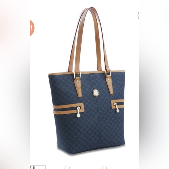 Rioni Moda Italia Signature Estate Tall Tote Shopper Monogram Coated Canvas New - Picture 1 of 15